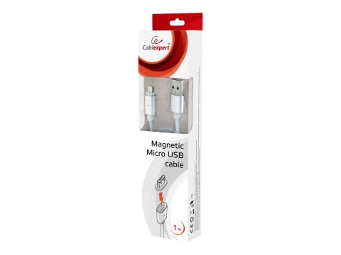 Cablexpert - Kabel USB - USB (M) do Micro-USB Typ B (M) magnetyczny - USB 2.0 - 1 m - srebrny