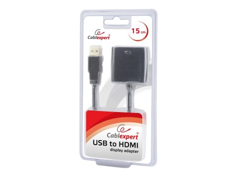 Cablexpert - Kabel przejściowy - USB Typ A męski do HDMI żeński - 15 cm - czarny - obsługa 1080p