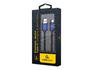 Cablexpert Premium Jeans - Kabel USB - USB-C (M) do USB (M) - USB 2.0 - 2.1 A - 2 m - niebieski, dżins