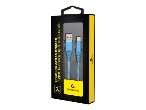 Cablexpert Premium - Kabel USB - USB-C (M) do USB (M) - USB 2.0 - 2.1 A - 2 m - biały, niebieski turkus