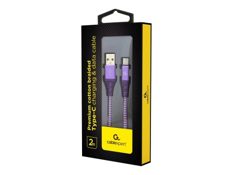 Cablexpert Premium - Kabel USB - USB-C (M) do USB (M) - USB 2.0 - 2.1 A - 2 m - biały, purpurowy