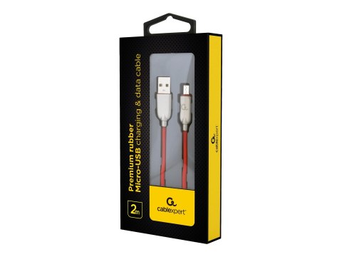 Cablexpert Premium - Kabel USB - Micro-USB Typ B (M) do USB (M) - USB 2.0 - 2.1 A - 2 m - czerwony