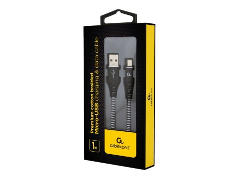 Cablexpert Premium - Kabel USB - Micro-USB Type B (M) do USB (M) - USB 2.0 - 2.1 A - 1 m - czarny, biały