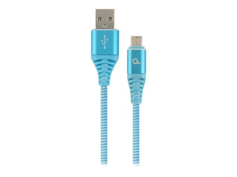 Cablexpert Premium - Kabel USB - Micro-USB Type B (M) do USB (M) - USB 2.0 - 2.1 A - 1 m - biały, niebieski turkus
