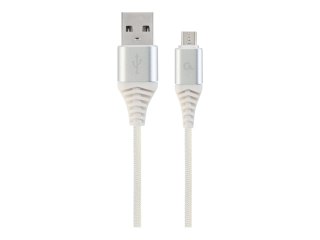 Cablexpert Premium - Kabel USB - Micro-USB Type B (M) do USB (M) - USB 2.0 - 2.1 A - 1 m - biały, srebrny