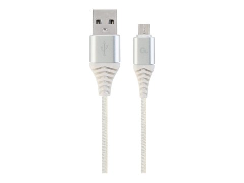 Cablexpert Premium - Kabel USB - Micro-USB Type B (M) do USB (M) - USB 2.0 - 2.1 A - 1 m - biały, srebrny
