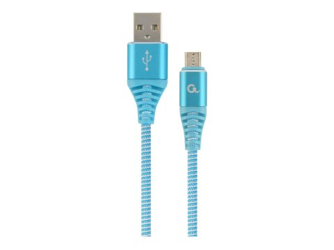 Cablexpert Premium - Kabel USB - Micro-USB Type B (M) do USB (M) - USB 2.0 - 2.1 A - 2 m - biały, niebieski turkus