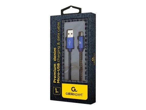 Cablexpert Premium - Kabel USB - USB (M) do Micro-USB Typ B (M) - USB 2.0 - 2.1 A - 1 m - niebieski, jeans Premium