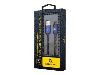 Cablexpert Premium - Kabel USB - USB (M) do Micro-USB Typ B (M) - USB 2.0 - 2.1 A - 2 m - niebieski, jeans Premium