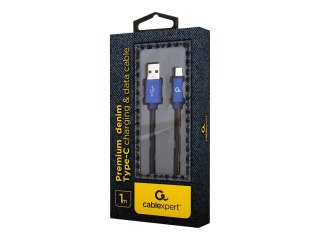 Cablexpert Premium jeans (denim) - Kabel USB - USB-C (M) do USB (M) - USB 2.0 - 2.1 A - 1 m - niebieski