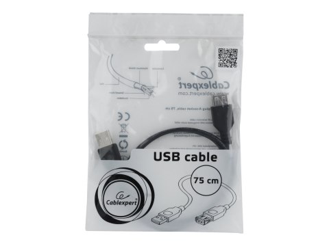 Cablexpert - Przedłużacz kabla USB - USB (F) do USB (M) - 75 cm - odlewany - czarny