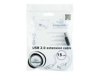 Cablexpert - Przedłużacz kabla USB - USB (F) do USB (M) - USB 2.0 - 15 cm - odlewany - czarny