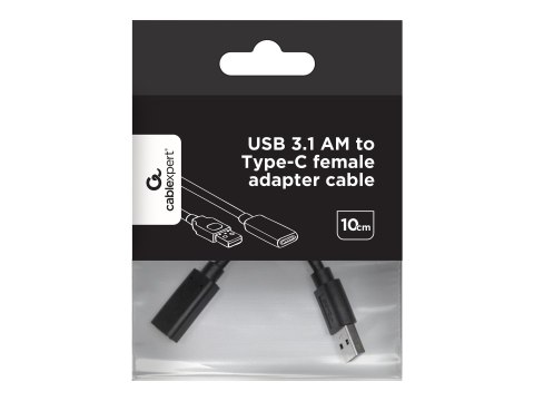 Cablexpert - Przejściówka USB - USB Typ A (M) do USB-C (F) - USB 3.1 - 10 cm - czarny