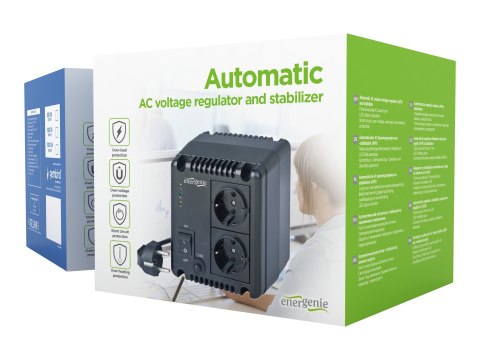 EnerGenie EG-AVR-1001 - Automatyczny regulator napięcia - 600 wat - 1000 VA - złącza wyjściowe: 2