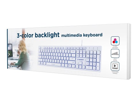 Gembird KB-UML3-01-W-RU - Klawiatura - podświetlenie - USB - Rosja - biały