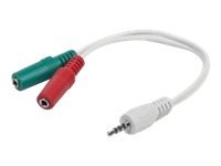 Gembird - Kabel audio - mini jack 4-biegunowy męski do mini jack mono, mini-phone stereo 3.5 mm żeński - 20 cm - biały