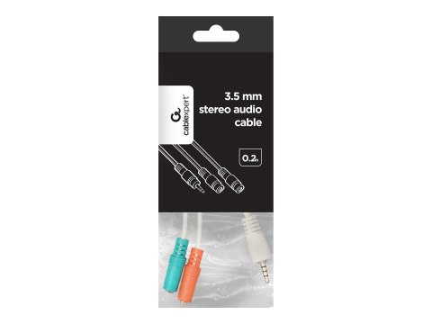 Gembird - Kabel audio - mini jack 4-biegunowy męski do mini jack mono, mini-phone stereo 3.5 mm żeński - 20 cm - biały