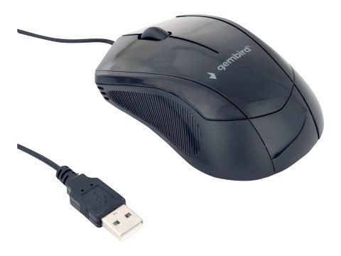 Gembird MUS-3B-02 - Mysz - optyczna - 3 przyciski - przewodowa - USB - czarny - blister