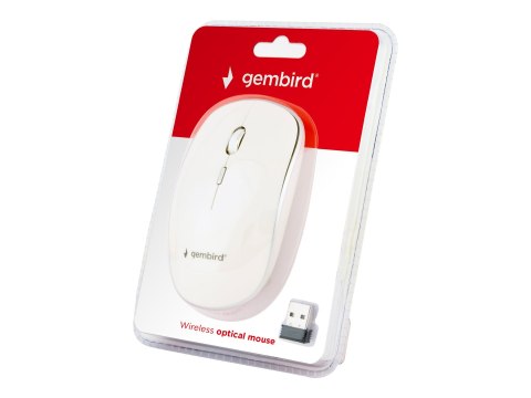 Gembird MUSW-4B-01-W - Mysz - optyczna - 4 przyciski - bezprzewodowa - 2.4 GHz - odbiornik bezprzewodowy USB - biały - blister
