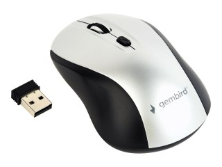Gembird MUSW-4B-02-BS - Mysz - optyczna - 4 przyciski - bezprzewodowa - 2.4 GHz - odbiornik bezprzewodowy USB - czarny/srebrny -
