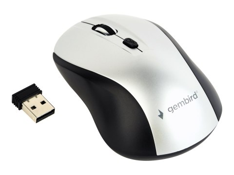 Gembird MUSW-4B-02-BS - Mysz - optyczna - 4 przyciski - bezprzewodowa - 2.4 GHz - odbiornik bezprzewodowy USB - czarny/srebrny -