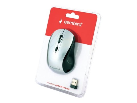 Gembird MUSW-4B-02-BS - Mysz - optyczna - 4 przyciski - bezprzewodowa - 2.4 GHz - odbiornik bezprzewodowy USB - czarny/srebrny -