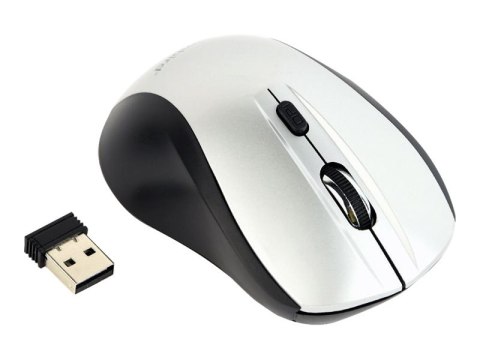 Gembird MUSW-4B-02-BS - Mysz - optyczna - 4 przyciski - bezprzewodowa - 2.4 GHz - odbiornik bezprzewodowy USB - czarny/srebrny -