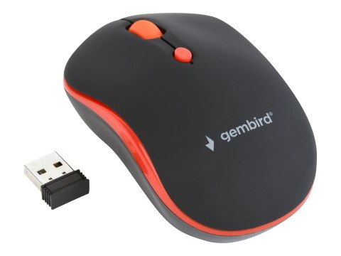 Gembird MUSW-4B-03-R - Mysz - optyczna - 4 przyciski - bezprzewodowa - 2.4 GHz - odbiornik bezprzewodowy USB - czarny/czerwony -