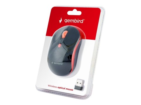 Gembird MUSW-4B-03-R - Mysz - optyczna - 4 przyciski - bezprzewodowa - 2.4 GHz - odbiornik bezprzewodowy USB - czarny/czerwony -