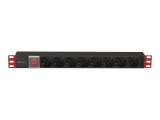 TECHly Professional I-CASE STRIP-81UD - Linka dystrybucji zasilania (montowany w stojaku) - AC 220-250 V - 3500 wat - złącza wyj