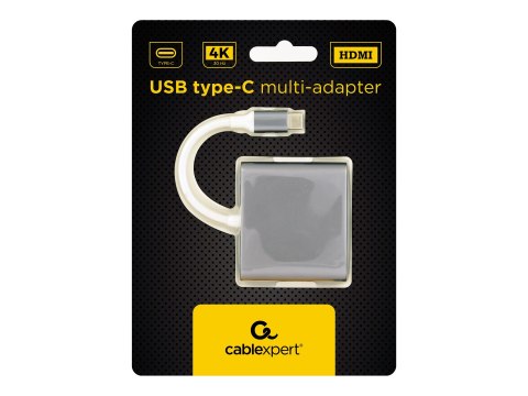 Gembird A-CM-HDMIF-02-SG - Adapter wideo - USB-C męski do HDMI, USB Typ A, USB-C (tylko zasilanie) żeński - obsługa 4K