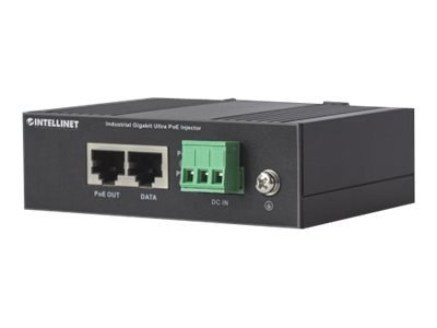 Intellinet Industrial Gigabit Ultra PoE Injector, 1 x 60 W Port, IEEE 802.3bt/at/af Power over Ethernet (Ultra POE/PoE+/PoE), Me