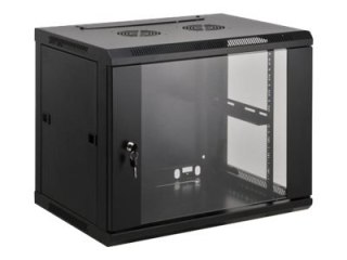 Intellinet Network Cabinet, Wall Mount (Standard), 9U, Usable Depth 350mm/Width 540mm, Black, Assembled, Max 60kg, Metal & Glass