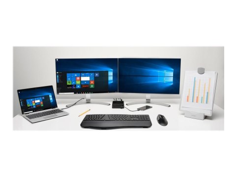 Kensington Pro Fit Ergo Wireless Mouse - Mysz - ergonomiczna - 5 przyciski - bezprzewodowa - 2.4 GHz, Bluetooth 4.0 LE - odbiorn