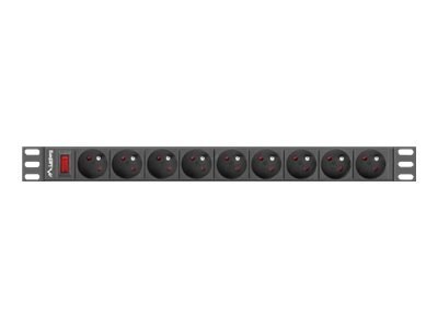 Lanberg PDU-09E-0300-BK - Jednostka dystrybucji zasilania (montowany w stojaku) - AC 220-250 V - 4000 wat - złącza wyjściowe: 9 