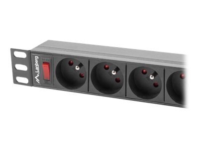 Lanberg PDU-09E-0300-BK - Jednostka dystrybucji zasilania (montowany w stojaku) - AC 220-250 V - 4000 wat - złącza wyjściowe: 9 