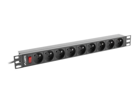 Lanberg PDU-09E-0300-BK - Jednostka dystrybucji zasilania (montowany w stojaku) - AC 220-250 V - 4000 wat - złącza wyjściowe: 9 