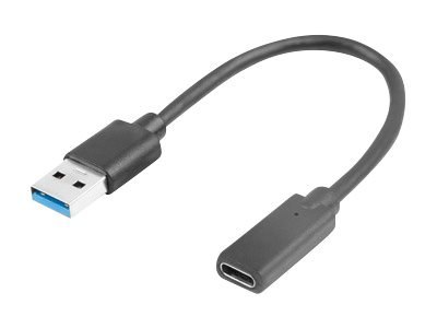 Lanberg - Przejściówka USB - USB Typ A (M) do USB-C (F) - USB 3.1 Gen1 OTG - 15 cm - czarny