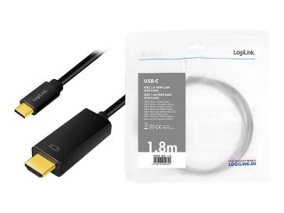 LogiLink - Kabel przejściowy - USB-C męski do HDMI męski - 1.8 m - ekranowana - obsługa 4K