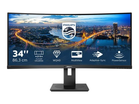 Philips 345B1C - Monitor LED - zaokrąglony - 34" - 3440 x 1440 WQHD @ 100 Hz - VA - 300 cd/m² - 3000:1 - 5 ms - 2xHDMI, DisplayP