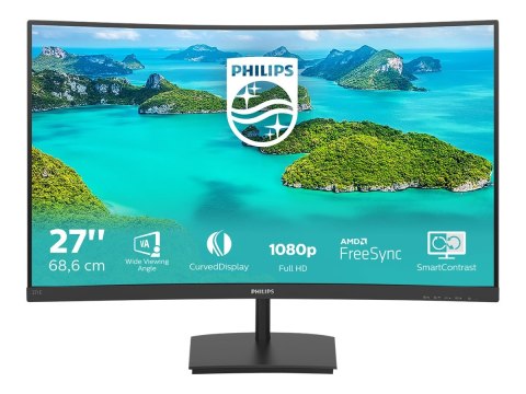 Philips E-line 271E1SCA - Monitor LED - zaokrąglony - 27" - 1920 x 1080 Full HD (1080p) @ 75 Hz - VA - 250 cd/m² - 3000:1 - 4 ms