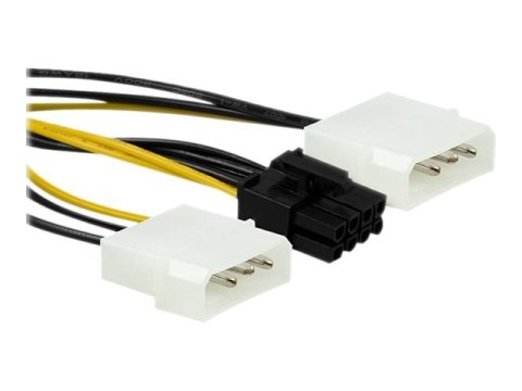 Qoltec - Adapter zasilania - zasilanie 8 pin PCIe (M) do 4 piny zasilanie wewnętrzne (M) - 15 cm - czarny, żółty
