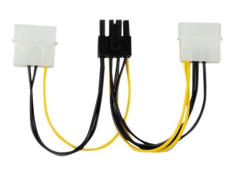 Qoltec - Adapter zasilania - zasilanie 8 pin PCIe (M) do 4 piny zasilanie wewnętrzne (M) - 15 cm - czarny, żółty