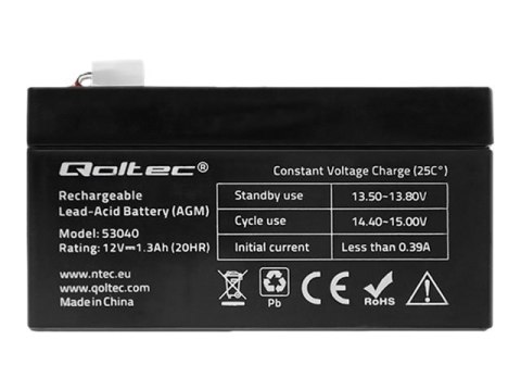 Qoltec - Bateria - AGM - kwasowo-ołowiowy - 1.3 Ah