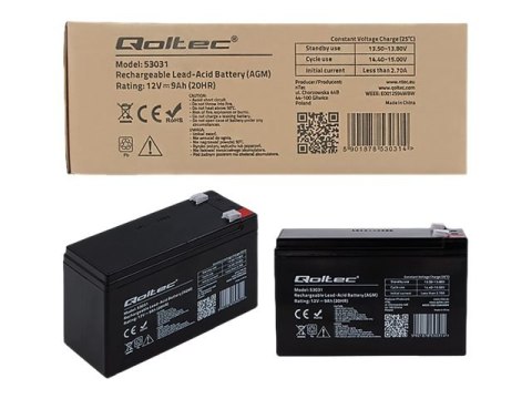 Qoltec - Bateria do UPSa - 1 x bateria - kwasowo-ołowiowy - 9 Ah
