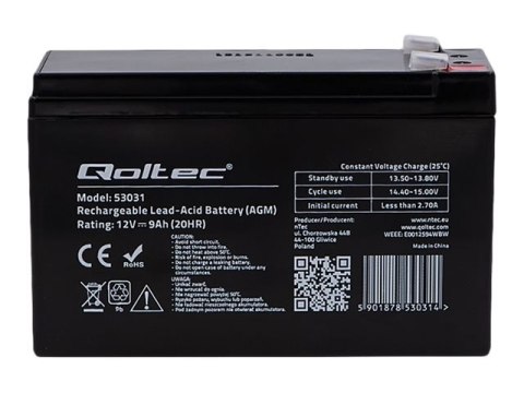 Qoltec - Bateria do UPSa - 1 x bateria - kwasowo-ołowiowy - 9 Ah