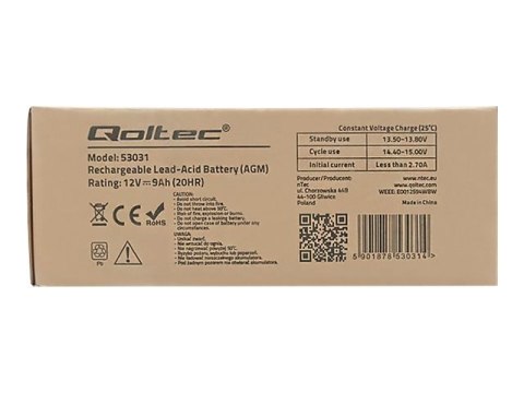 Qoltec - Bateria do UPSa - 1 x bateria - kwasowo-ołowiowy - 9 Ah