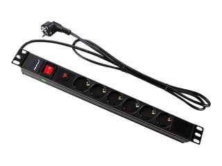 Qoltec - Jednostka dystrybucji zasilania (montowany w stojaku) - AC 220-250 V - 3800 wat - wejście: Typ F - złącza wyjściowe: 6 