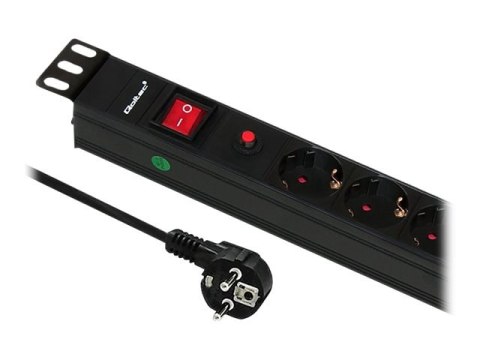 Qoltec - Jednostka dystrybucji zasilania (montowany w stojaku) - AC 220-250 V - 3800 wat - wejście: Typ F - złącza wyjściowe: 6 