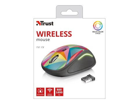 Trust Yvi FX - Mysz - prawo i leworęczna - optyczna - 4 przyciski - bezprzewodowa - 2.4 GHz - odbiornik bezprzewodowy USB - wiel